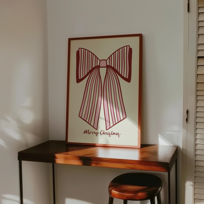 Merry Christmas Striped Bow Print