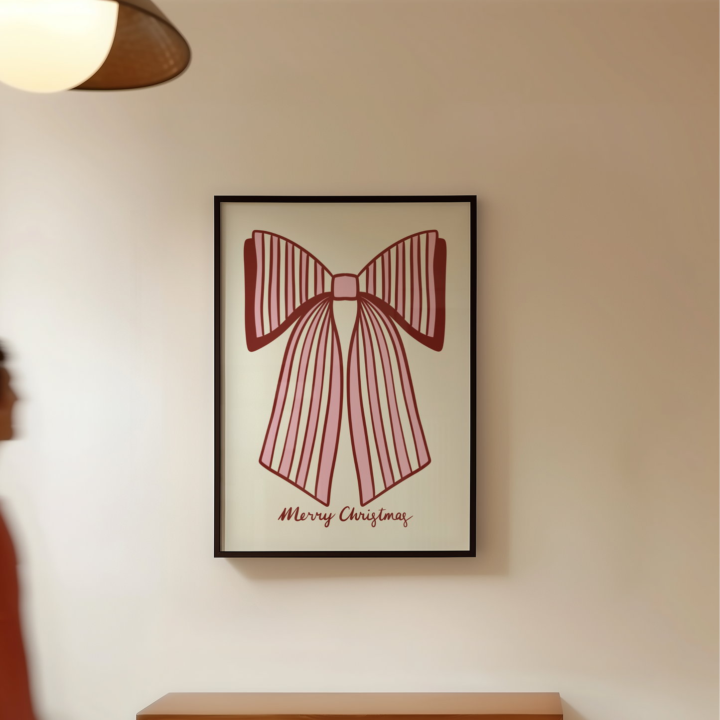 Merry Christmas Striped Bow Print
