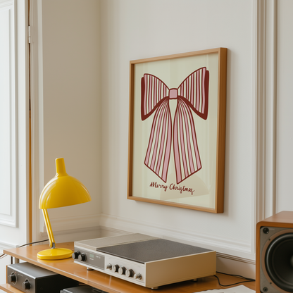 Merry Christmas Striped Bow Print