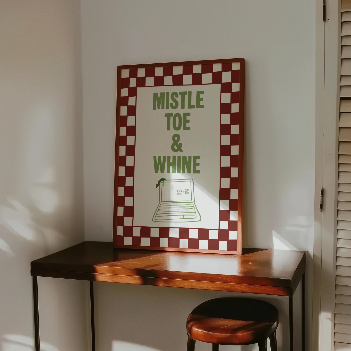 Mistletoe and Whine Christmas Print