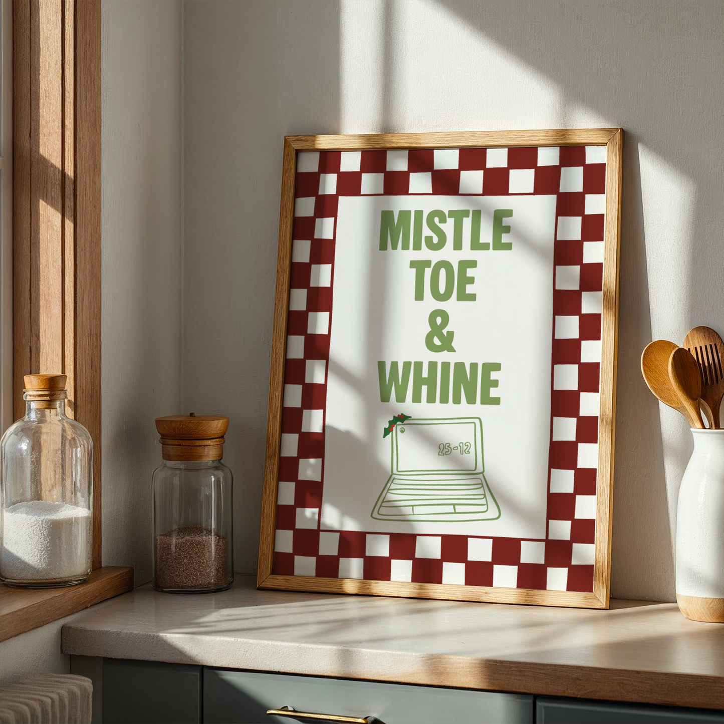 Mistletoe and Whine Christmas Print