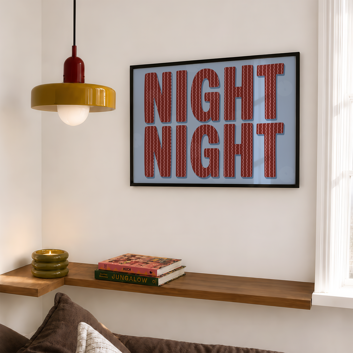 Night Night Striped Bedroom Print