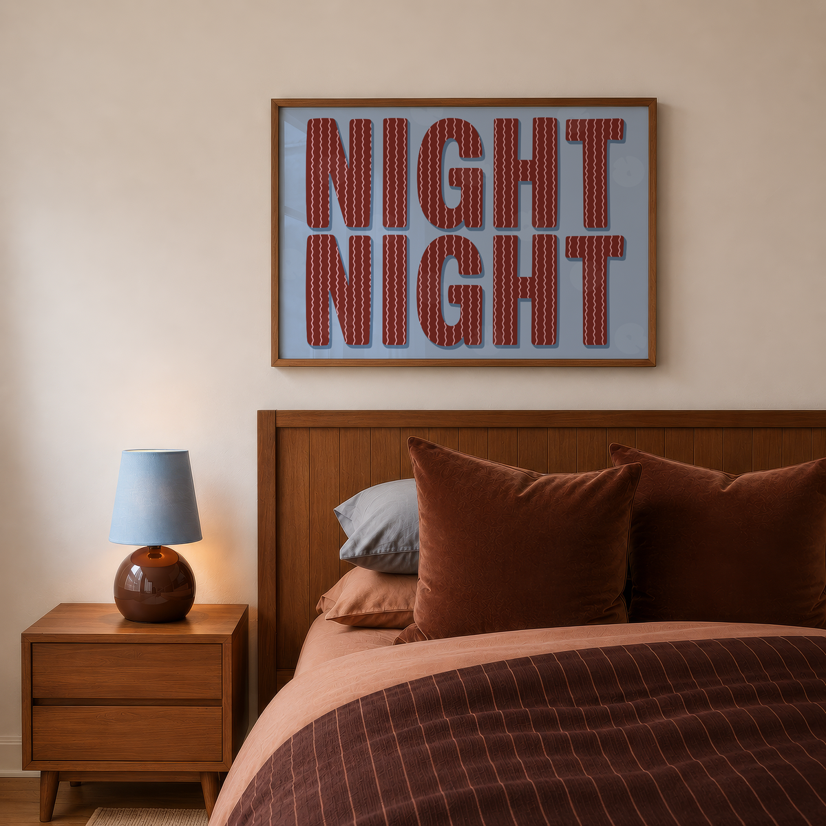 Night Night Striped Bedroom Print