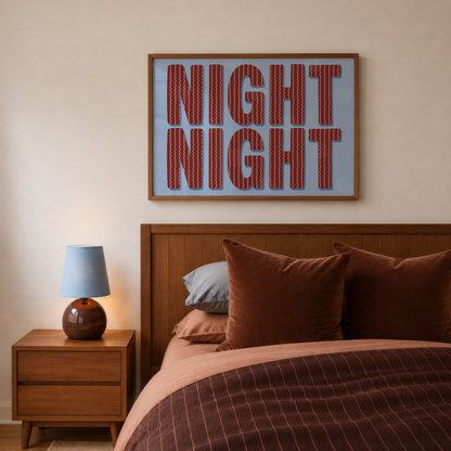 Night Night Striped Bedroom Print