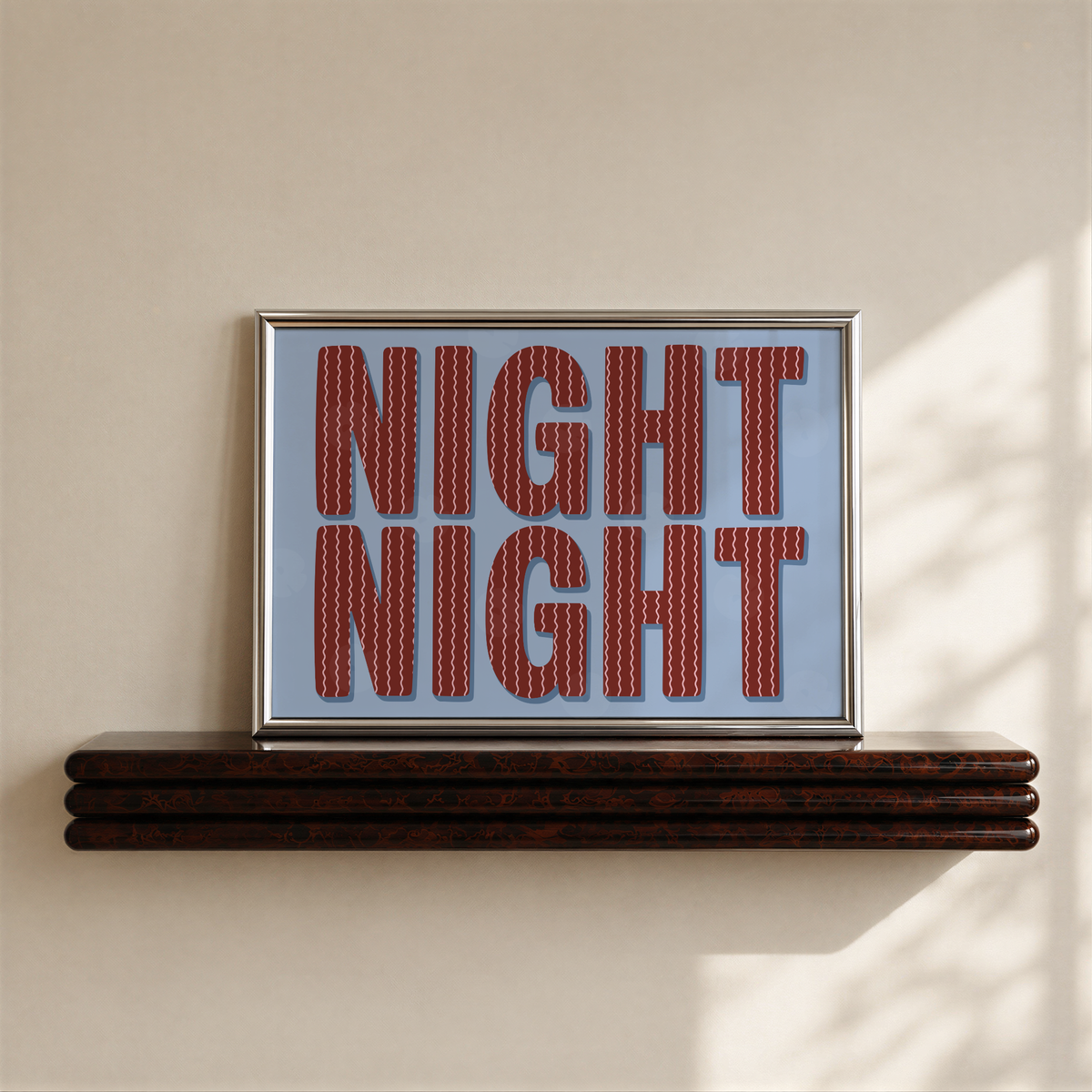 Night Night Striped Bedroom Print