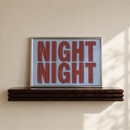 Night Night Striped Bedroom Print