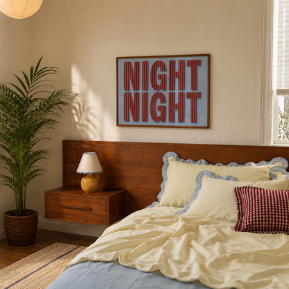 Night Night Striped Bedroom Print