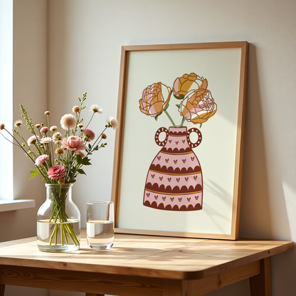 Peonies Flower Vase Print
