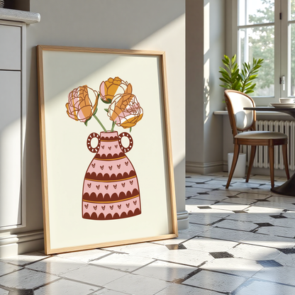 Peonies Flower Vase Print