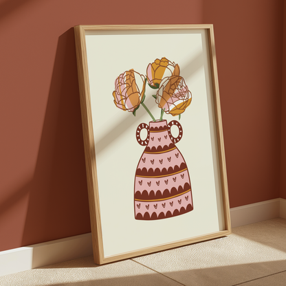 Peonies Flower Vase Print