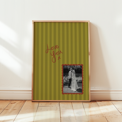 Custom Photo 'Love You' Striped Print