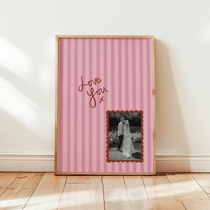 Custom Photo 'Love You' Striped Print