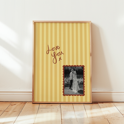 Custom Photo 'Love You' Striped Print
