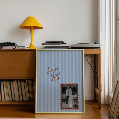 Custom Photo 'Love You' Striped Print