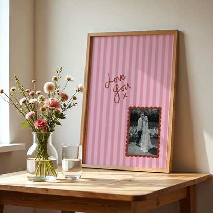 Custom Photo 'Love You' Striped Print