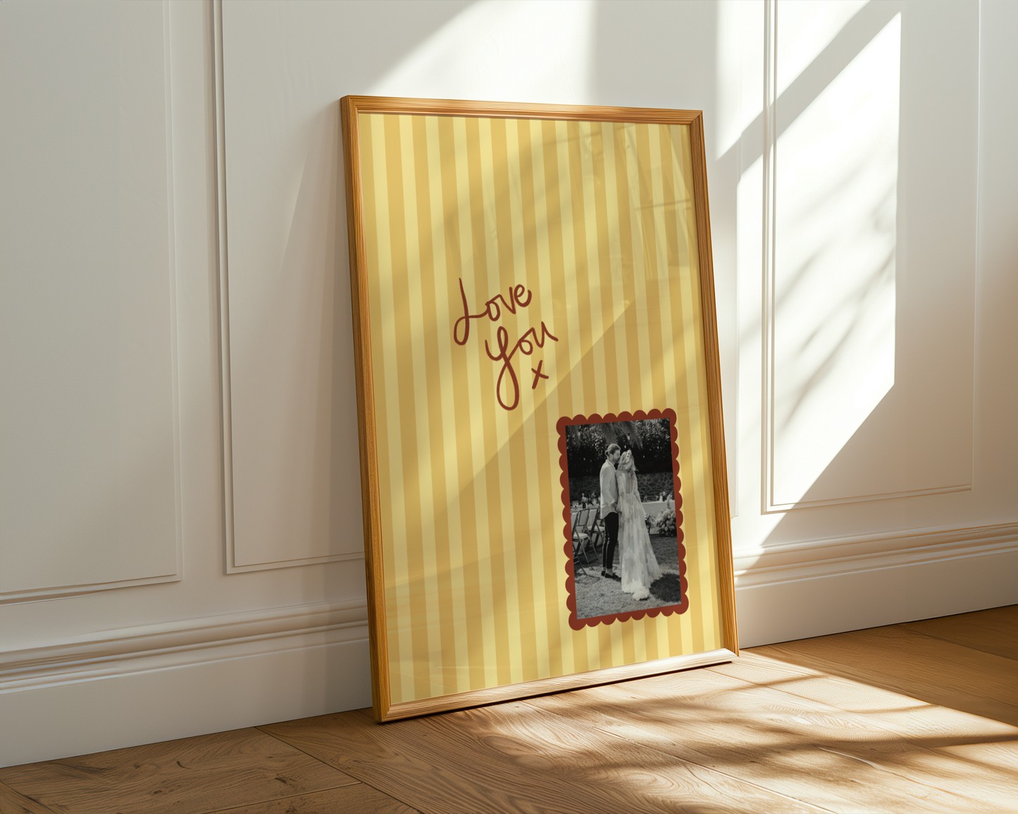 Custom Photo 'Love You' Striped Print