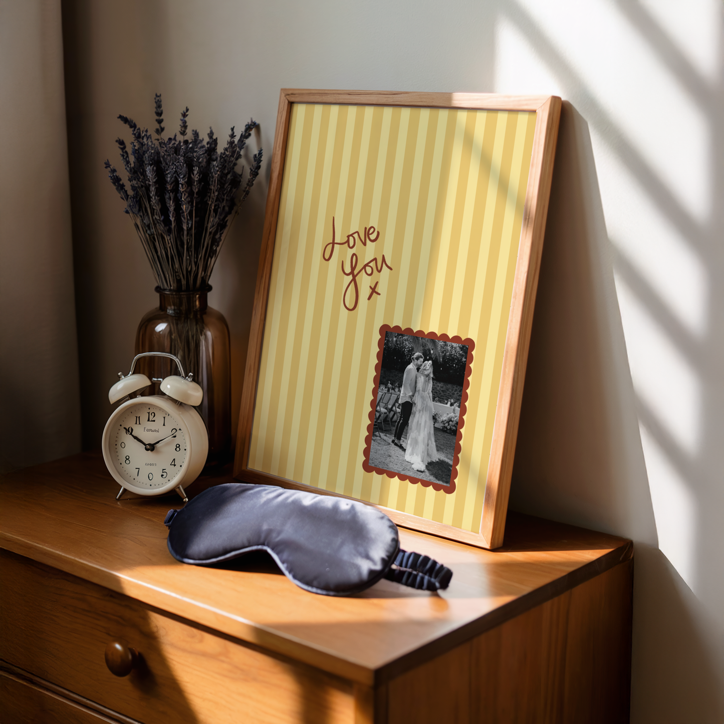 Custom Photo 'Love You' Striped Print