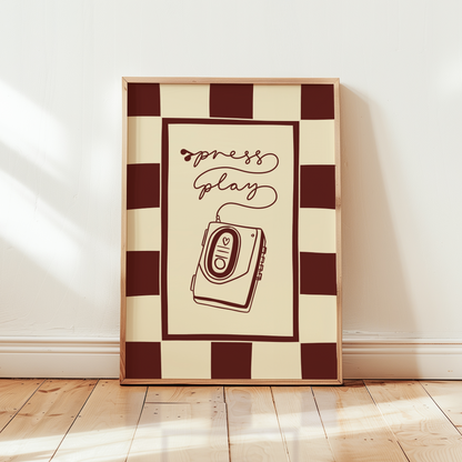 Press Play Cassette Player Print