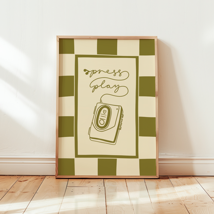Press Play Cassette Player Print