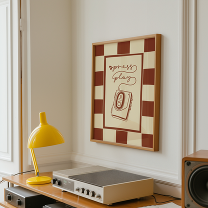 Press Play Cassette Player Print