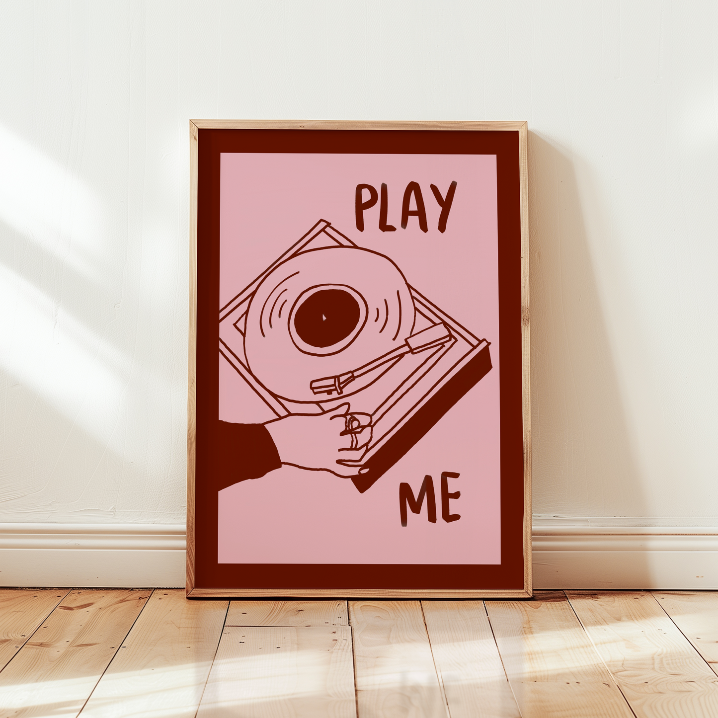 Play Me Vinyl Record Player Print in Red