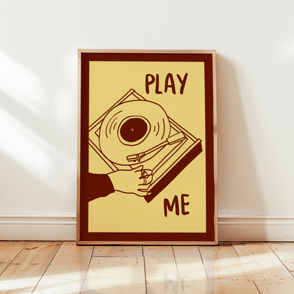 Play Me Vinyl Record Player Print in Red