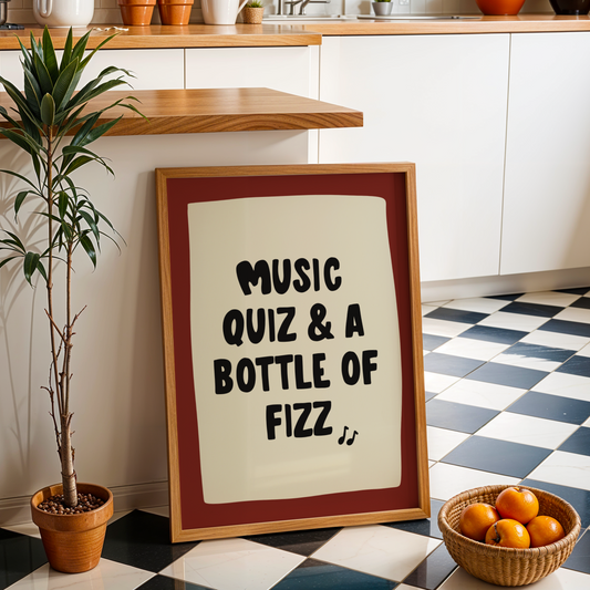 Music Quiz & a Bottle of Fizz Print