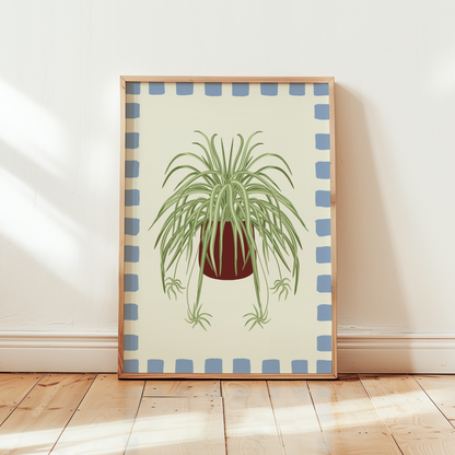 Spider Plant Checkered Border Print