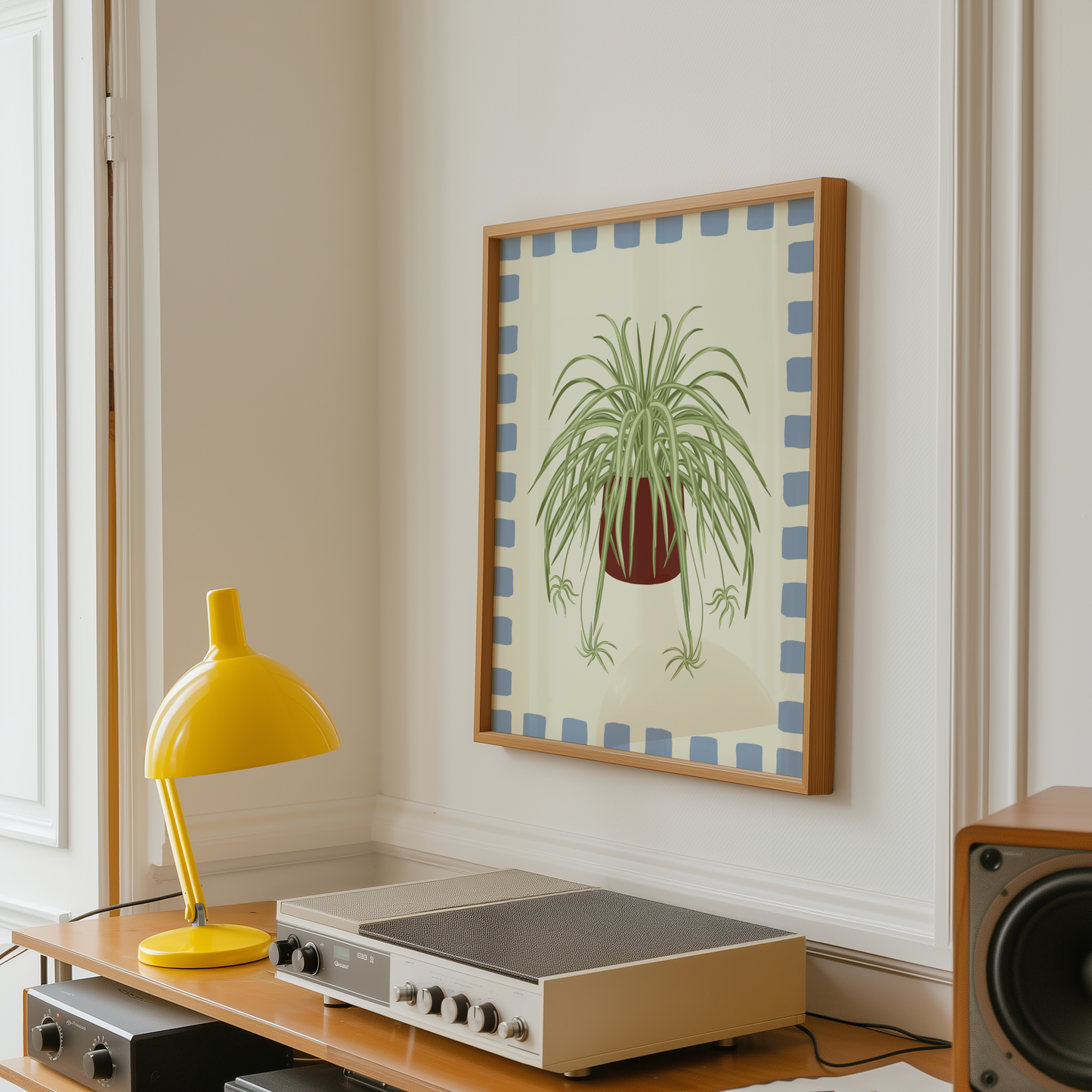 Spider Plant Checkered Border Print