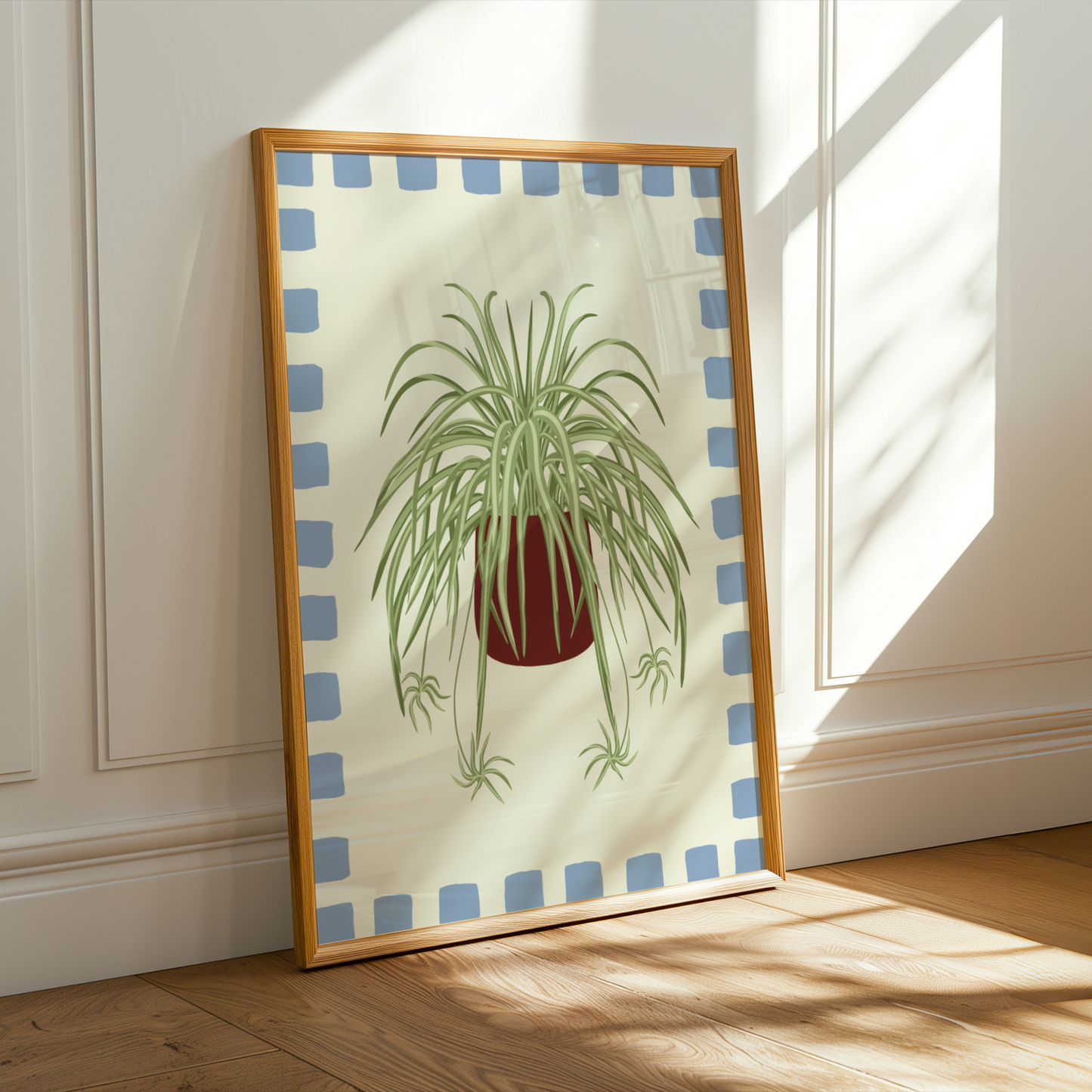 Spider Plant Checkered Border Print