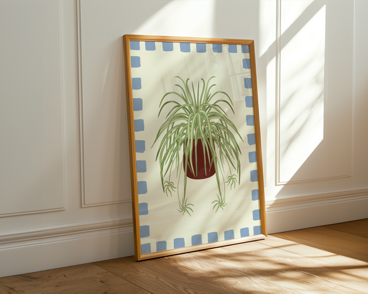 Spider Plant Checkered Border Print