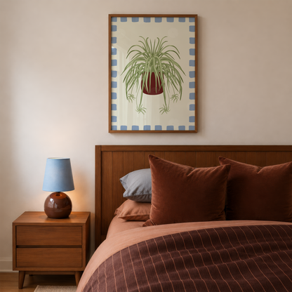 Spider Plant Checkered Border Print
