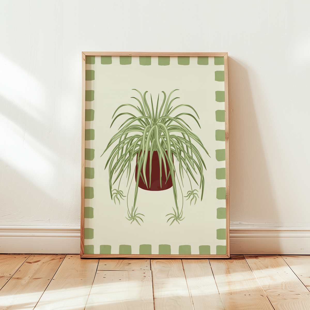 Spider Plant Checkered Border Print