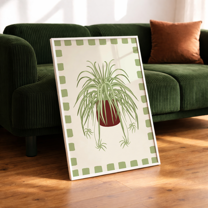 Spider Plant Checkered Border Print