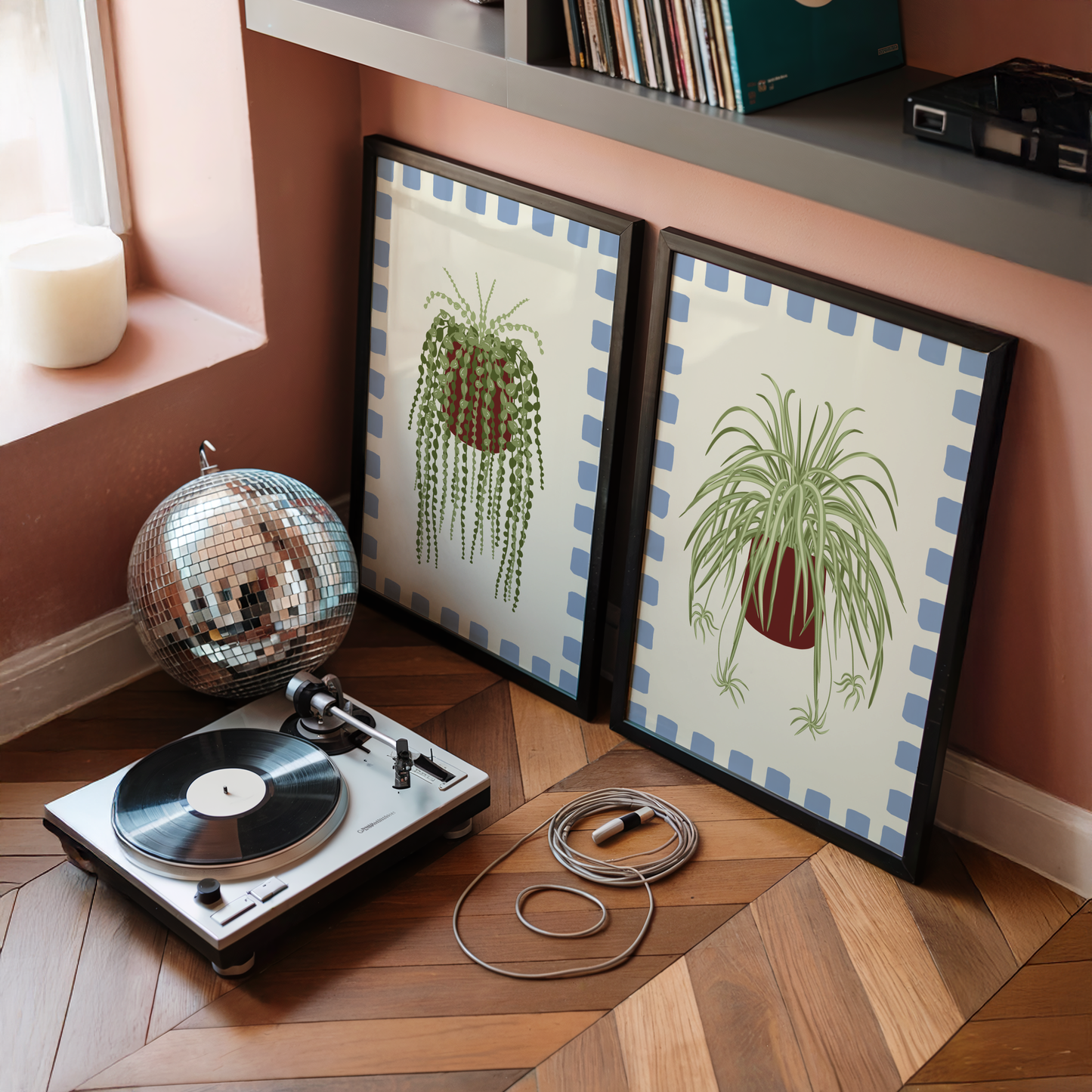 Spider Plant Checkered Border Print