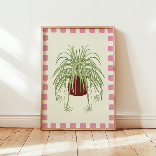 Spider Plant Checkered Border Print