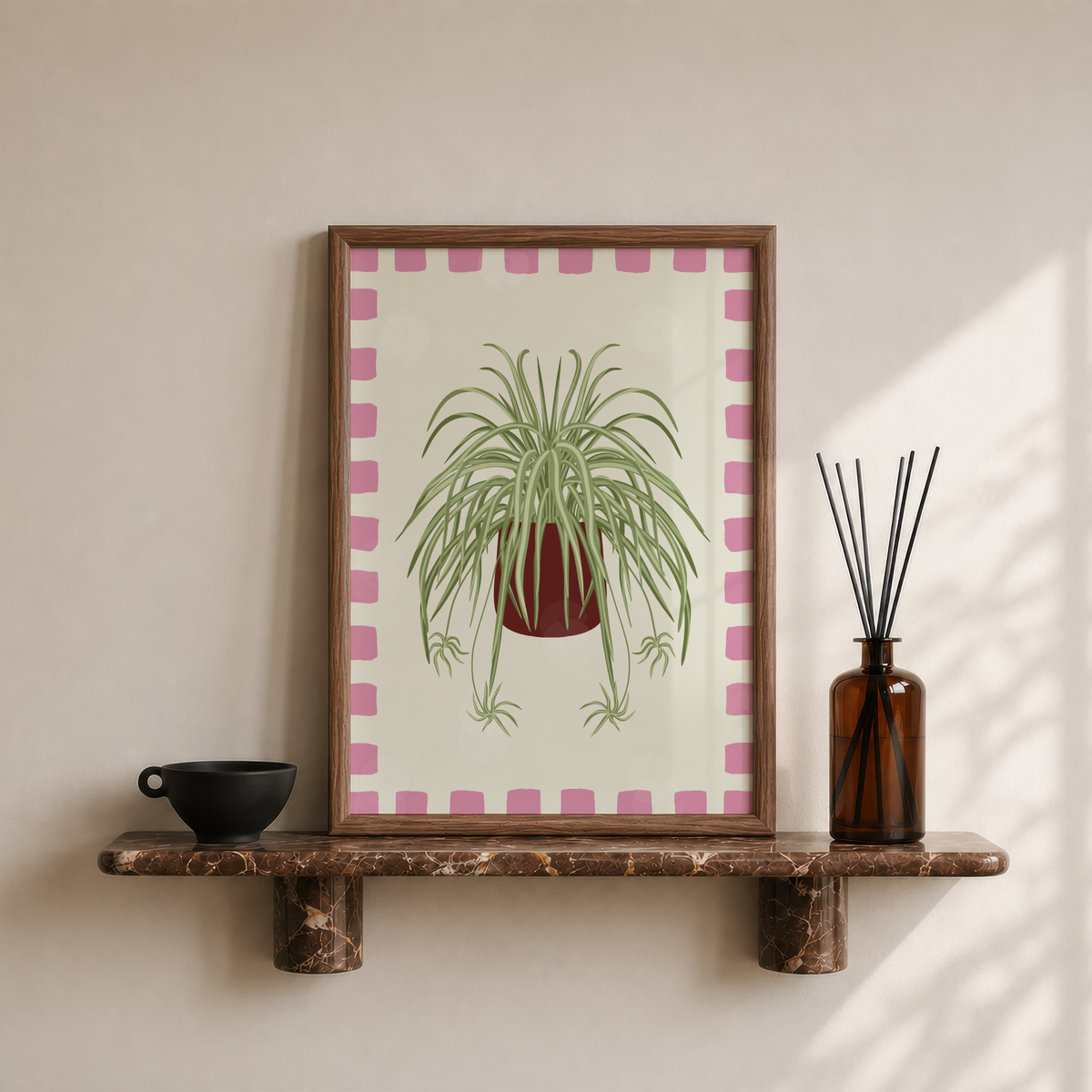 Spider Plant Checkered Border Print