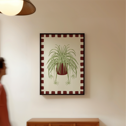 Spider Plant Checkered Border Print