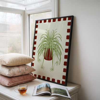 Spider Plant Checkered Border Print