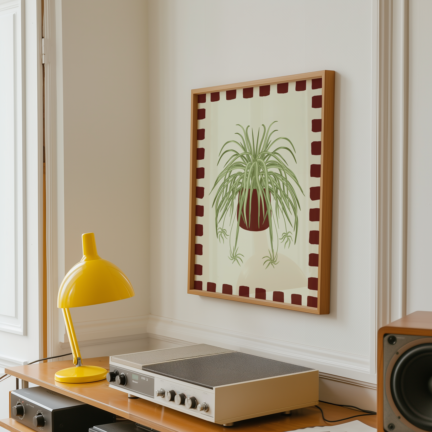 Spider Plant Checkered Border Print