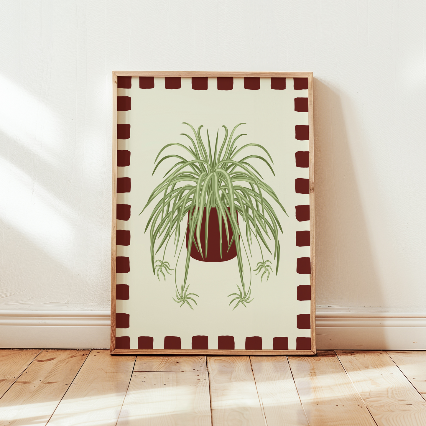 Spider Plant Checkered Border Print