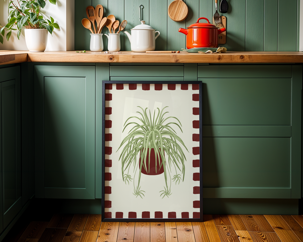 Spider Plant Checkered Border Print