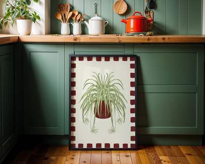 Spider Plant Checkered Border Print