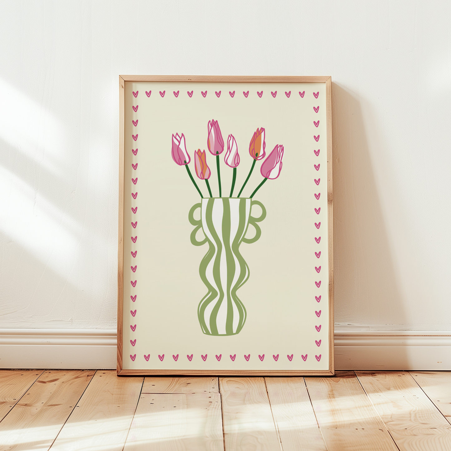 Striped Tulip Vase Print