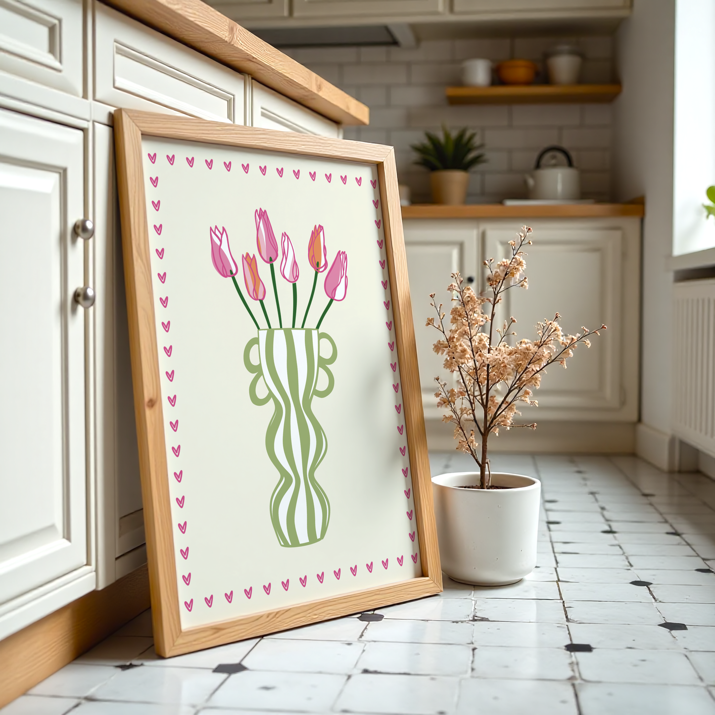 Striped Tulip Vase Print