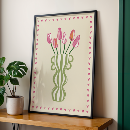 Striped Tulip Vase Print