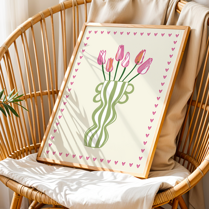 Striped Tulip Vase Print