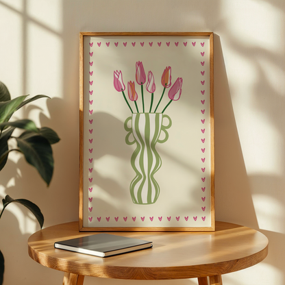 Striped Tulip Vase Print