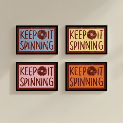 Keep It Spinning Vinyl Record Player Print in Red