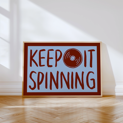 Keep It Spinning Vinyl Record Player Print in Red